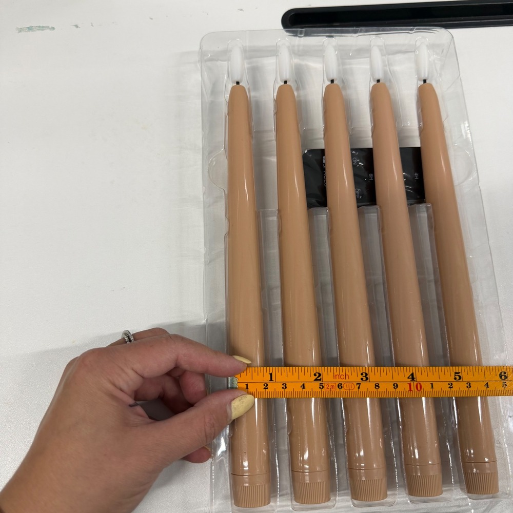 Enchanted Spaces LED Flameless Taper Candles Set of 5 Tan with Remote Control - Picture 6 of 8